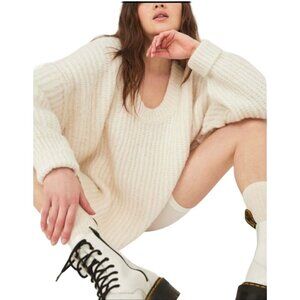Free People Blue Bell V Neck Sweater Ivory Size XS